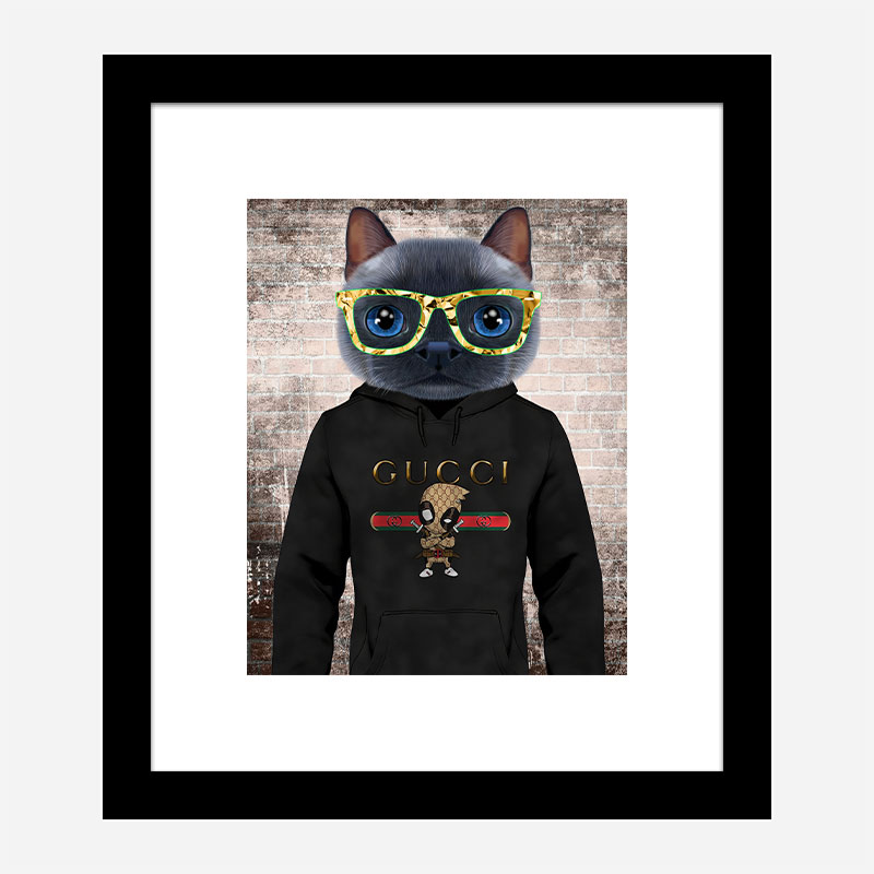 Cool Cat Gucci Hoodie Art Print