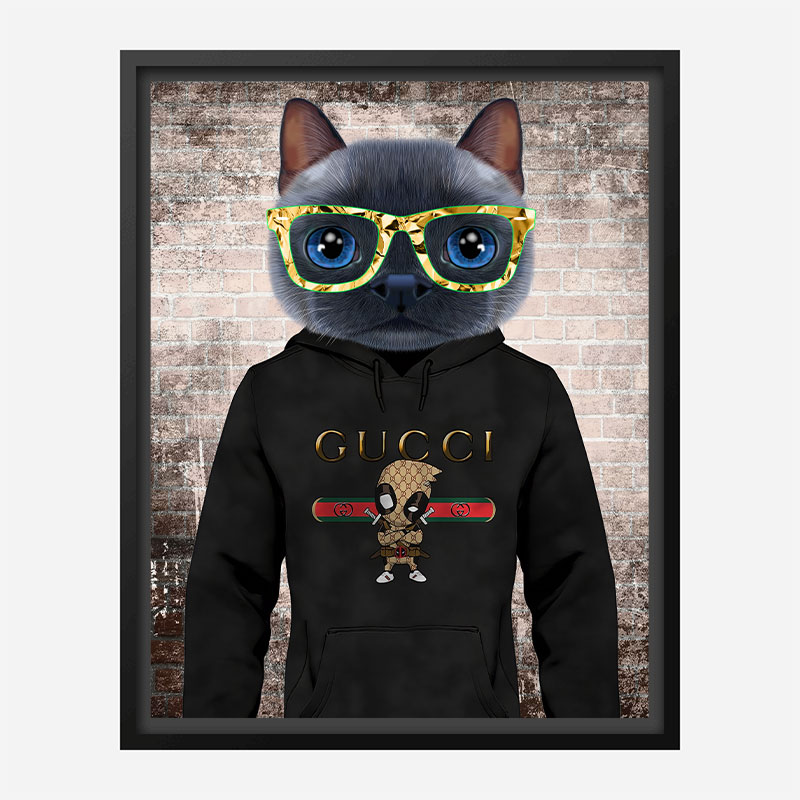 Cool Cat Gucci Hoodie Art Print