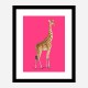 Vintage Giraffe Illustration Bright Pink Art Print