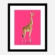Vintage Giraffe Illustration Bright Pink Art Print