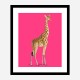 Vintage Giraffe Illustration Bright Pink Art Print