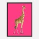 Vintage Giraffe Illustration Bright Pink Art Print