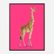 Vintage Giraffe Illustration Bright Pink Art Print