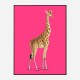 Vintage Giraffe Illustration Bright Pink Art Print