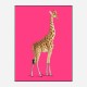 Vintage Giraffe Illustration Bright Pink Art Print