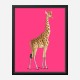 Vintage Giraffe Illustration Bright Pink Art Print