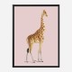 Vintage Giraffe Illustration Pink Art Print