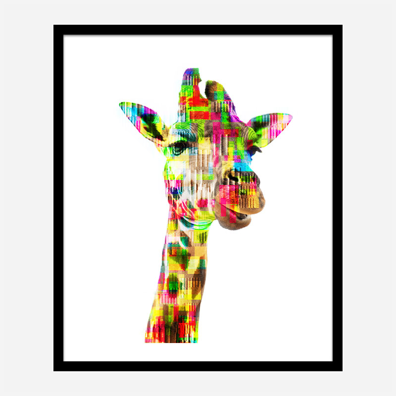Giraffe Glitch Art Print