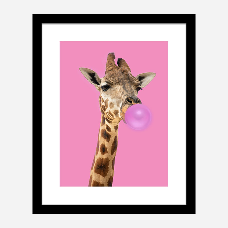 Bubble Gum Giraffe Art Print