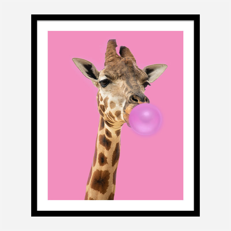 Bubble Gum Giraffe Art Print