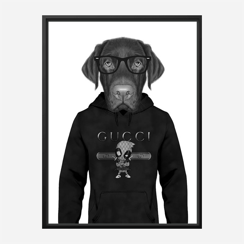 Labrador in Gucci Hoodie Art Print Labrador in Gucci Hoodie Art Print