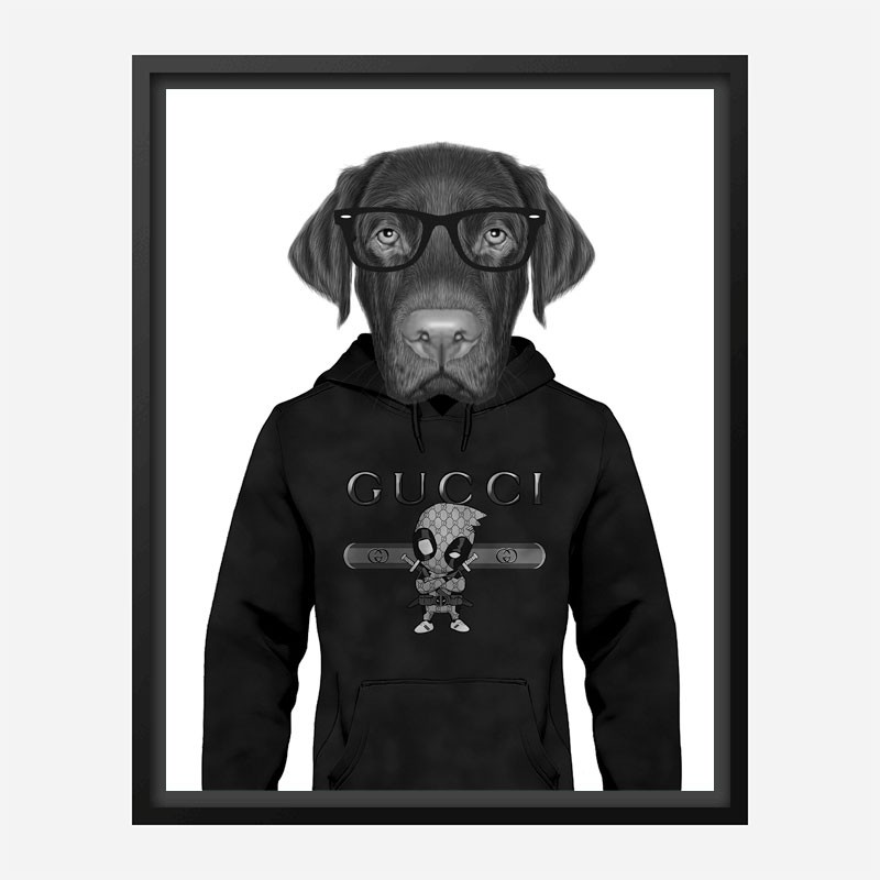 Labrador in Gucci Hoodie Art Print Labrador in Gucci Hoodie Art Print