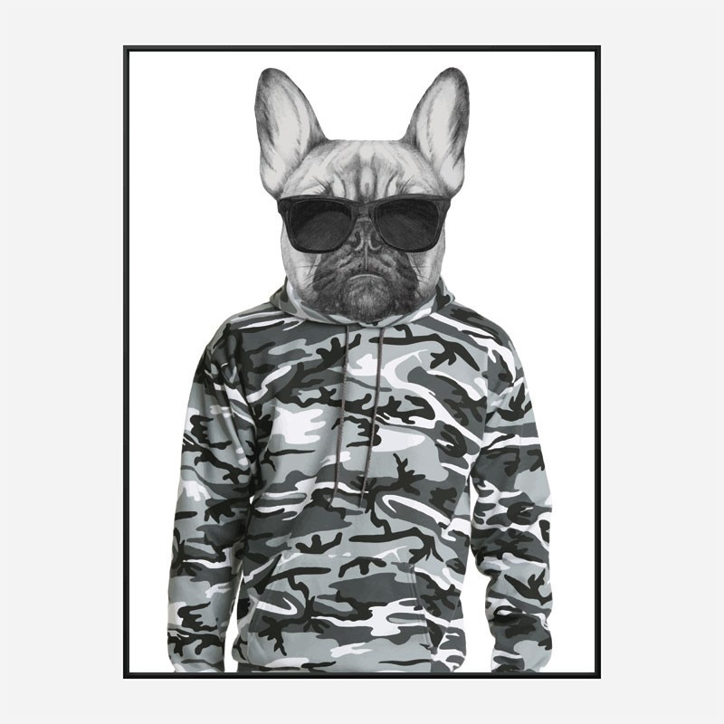 French Bulldog in Cammo Hoodie Art Print