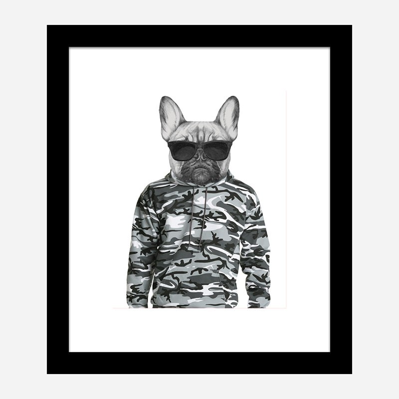 French Bulldog in Cammo Hoodie Art Print