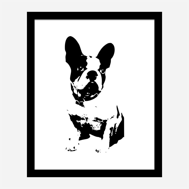 French Bulldog Black & White Art Print