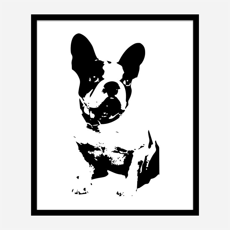 French Bulldog Black & White Art Print