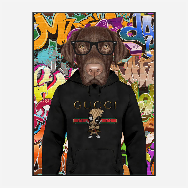 Labrador Dog in a Gucci Hoodie Graffiti Art Print