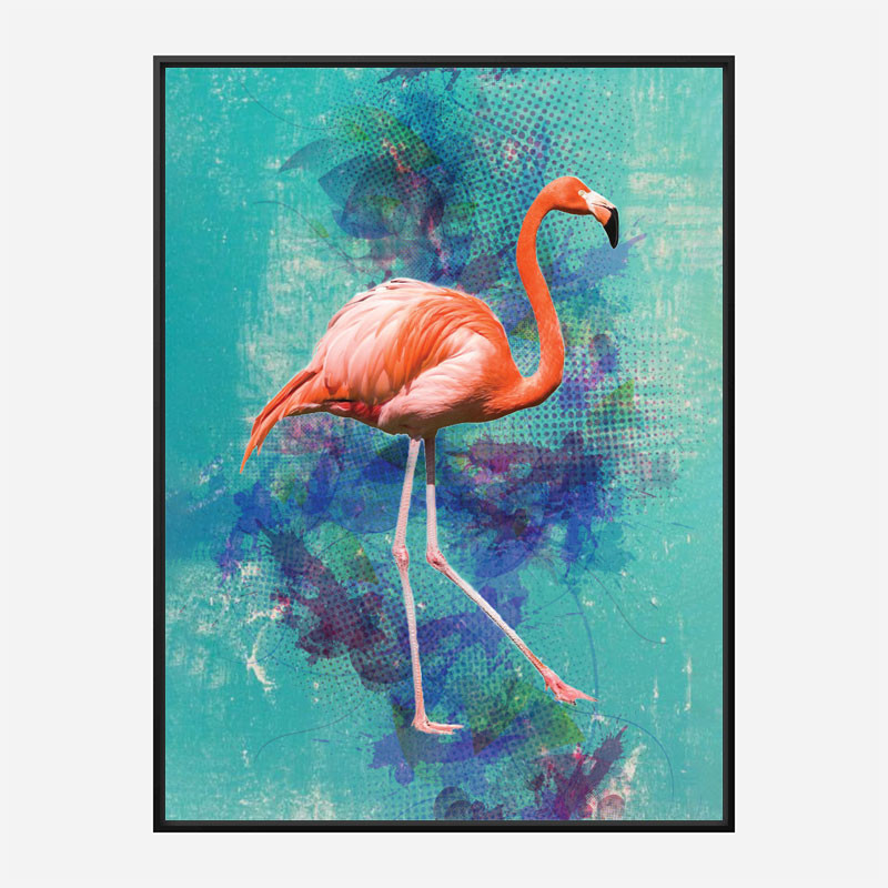 Pink Flamingo Grunge Art Print