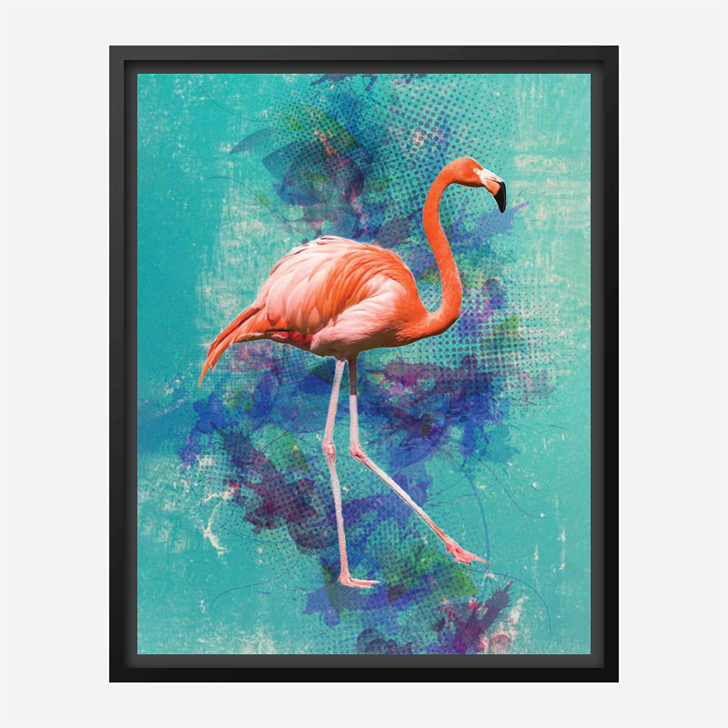 Pink Flamingo Grunge Art Print