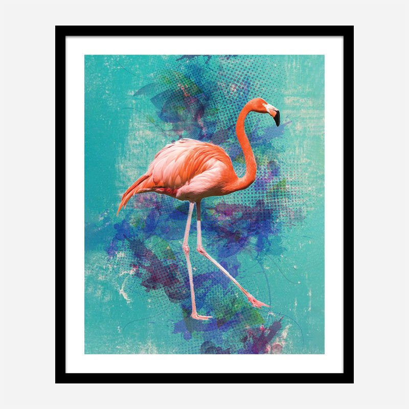 Pink Flamingo Grunge Art Print