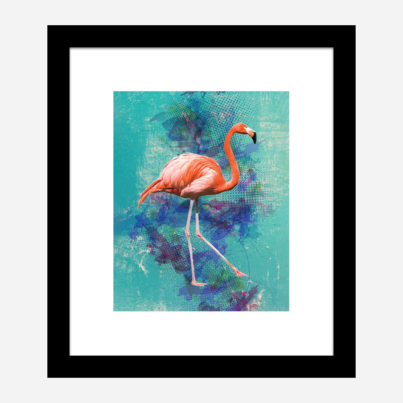 Pink Flamingo Grunge Art Print