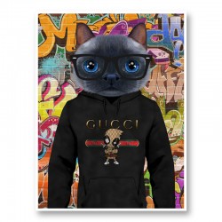 Cat in a Gucci Hoodie Graffiti Art Print