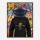 Cat in a Gucci Hoodie Graffiti Art Print