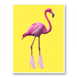 Flamingo Boots Yellow Art Print