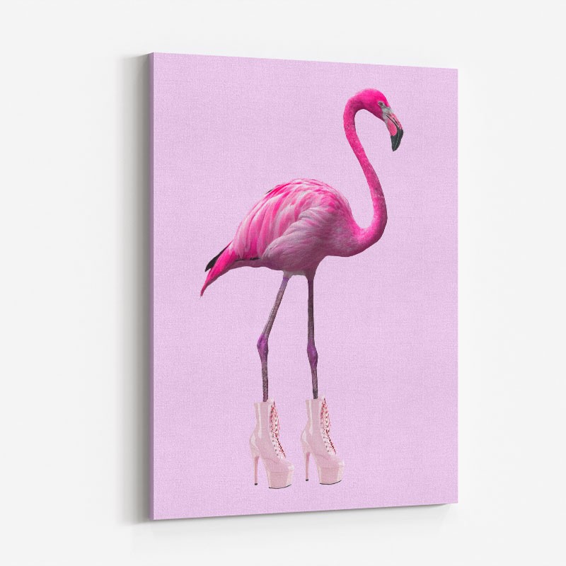 Pink Flamingo Boots Art Print