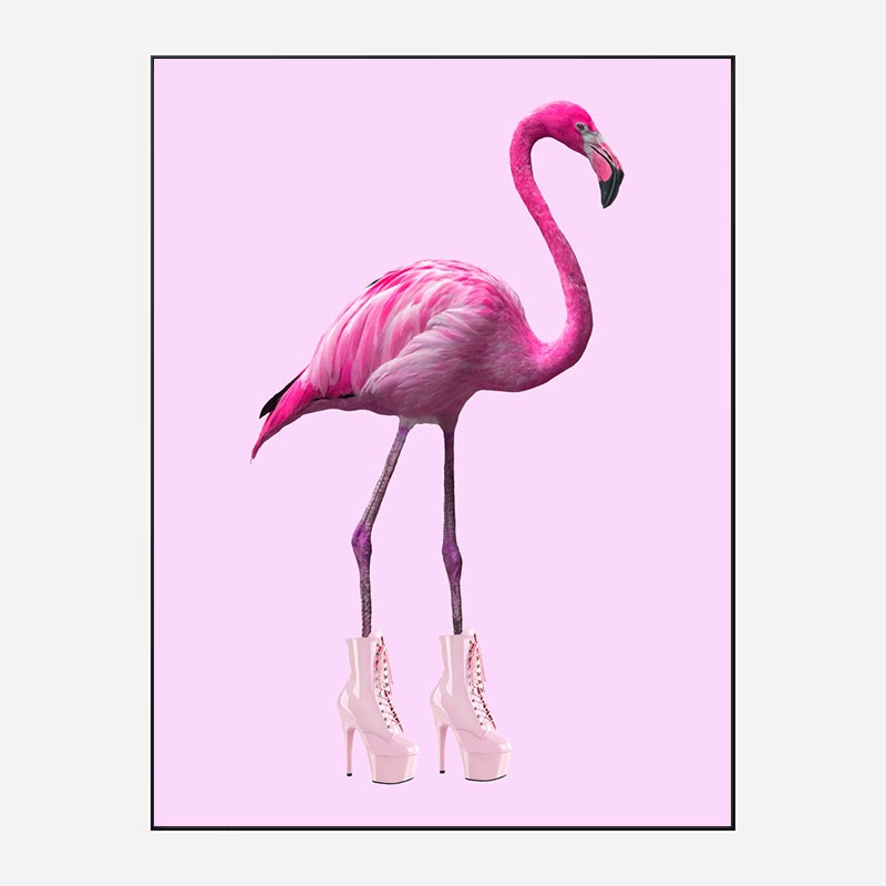 Pink Flamingo Boots Art Print