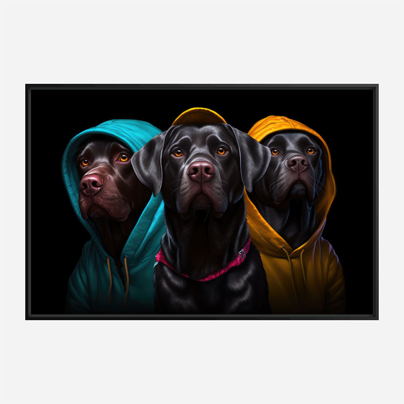 Three Labrador Retriever Gangster Dogs