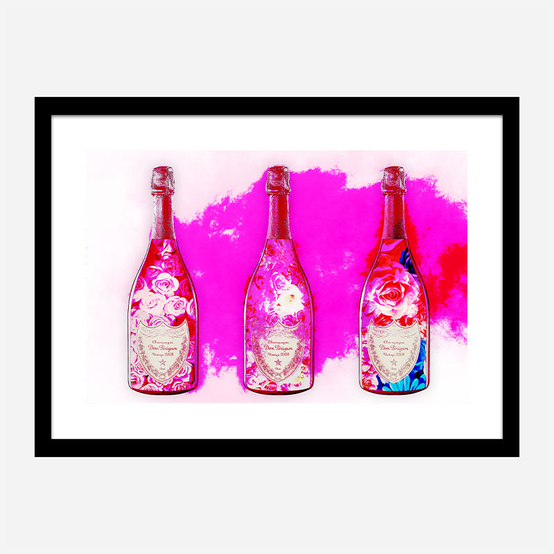 DP Flowers Pink Pop Champagne Wall Art