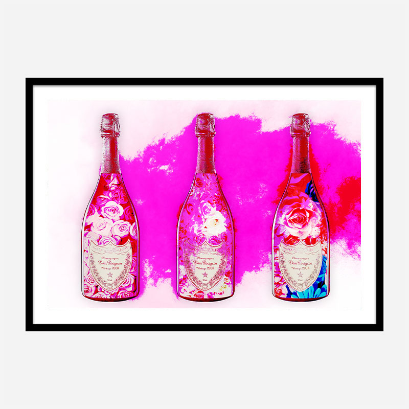 DP Flowers Pink Pop Champagne Wall Art