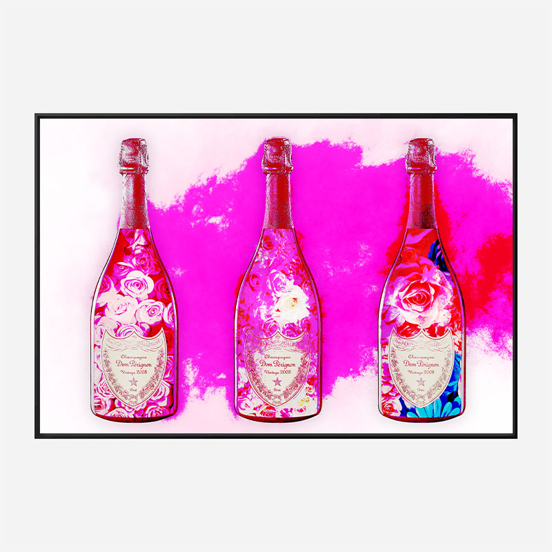 DP Flowers Pink Pop Champagne Wall Art