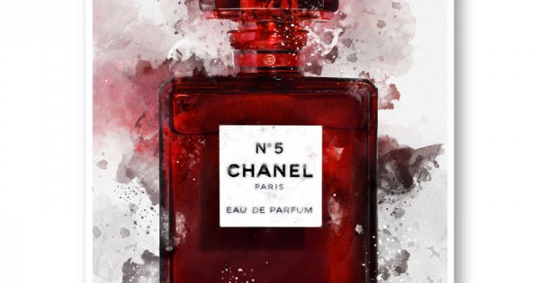 Chanel No Red Perfume Bottle Water Color Art Print