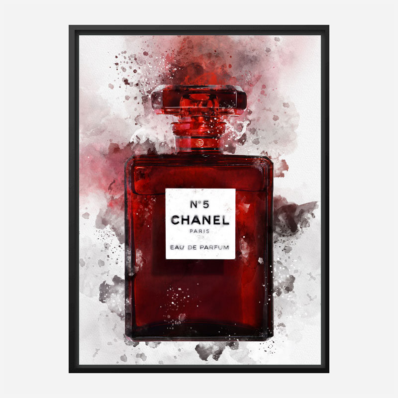 Chanel No 5 Red Perfume Bottle Water Color Art Print