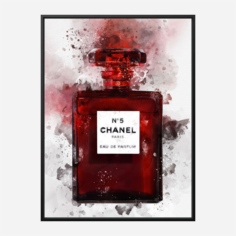 Chanel No 5 Red Perfume Bottle Water Color Art Print