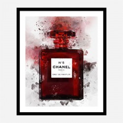 Chanel No 5 Red Perfume Bottle Water Color Art Print