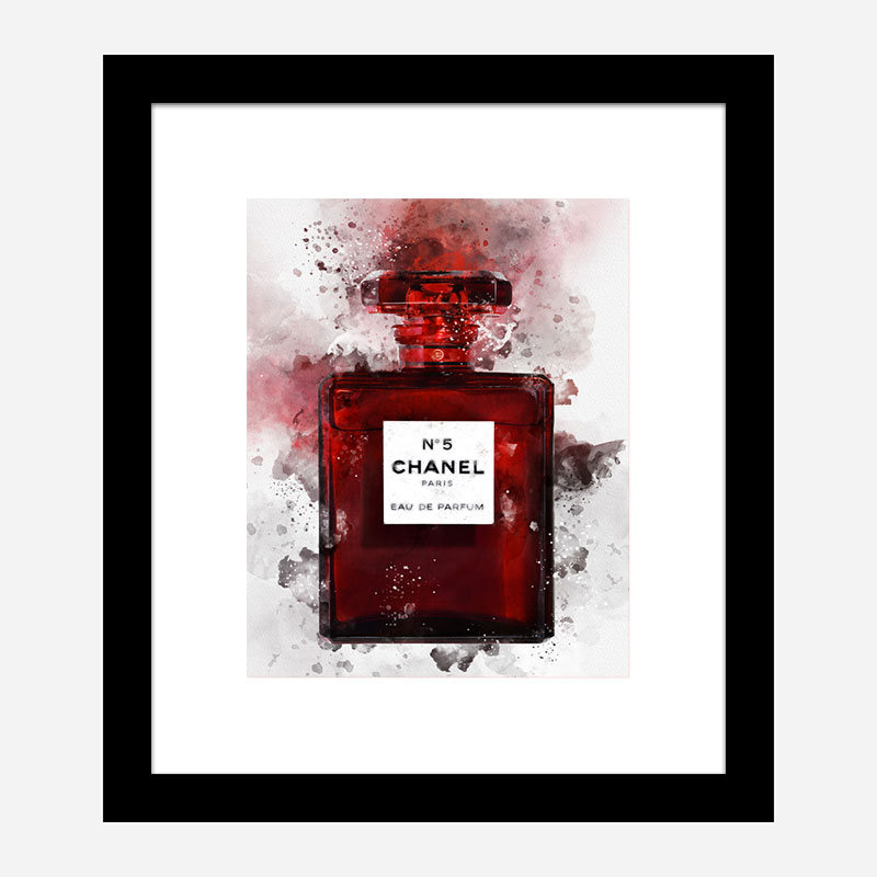 Chanel No 5 Red Perfume Bottle Water Color Art Print