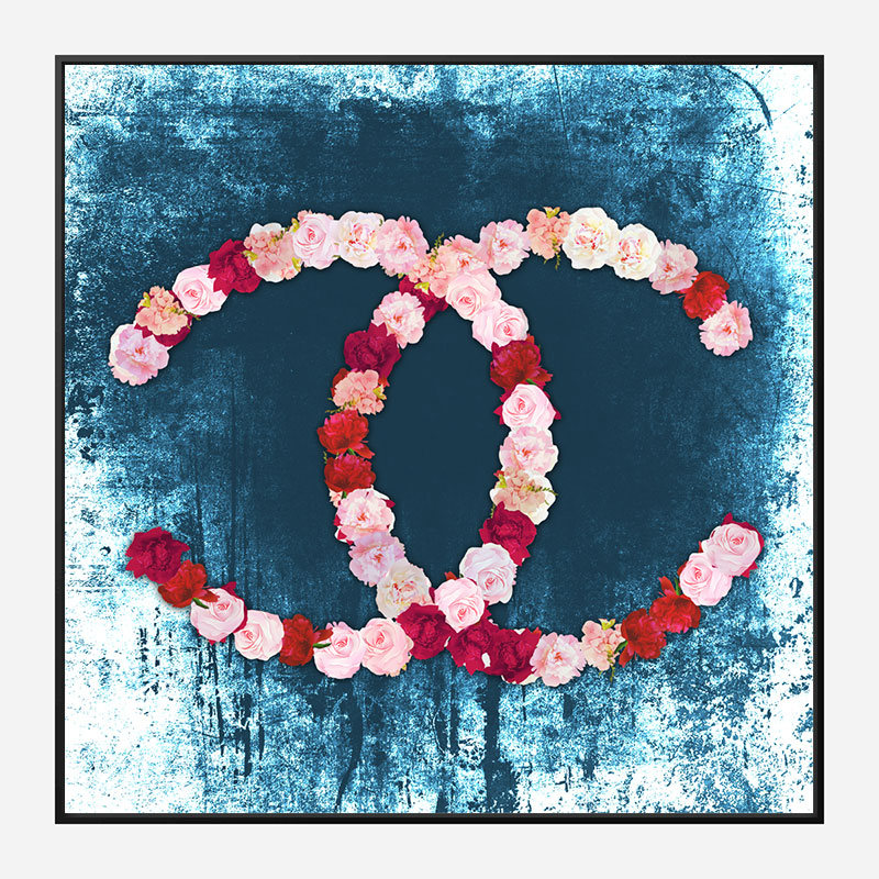 Chanel Flowers Blue Abstract Wall Art Print