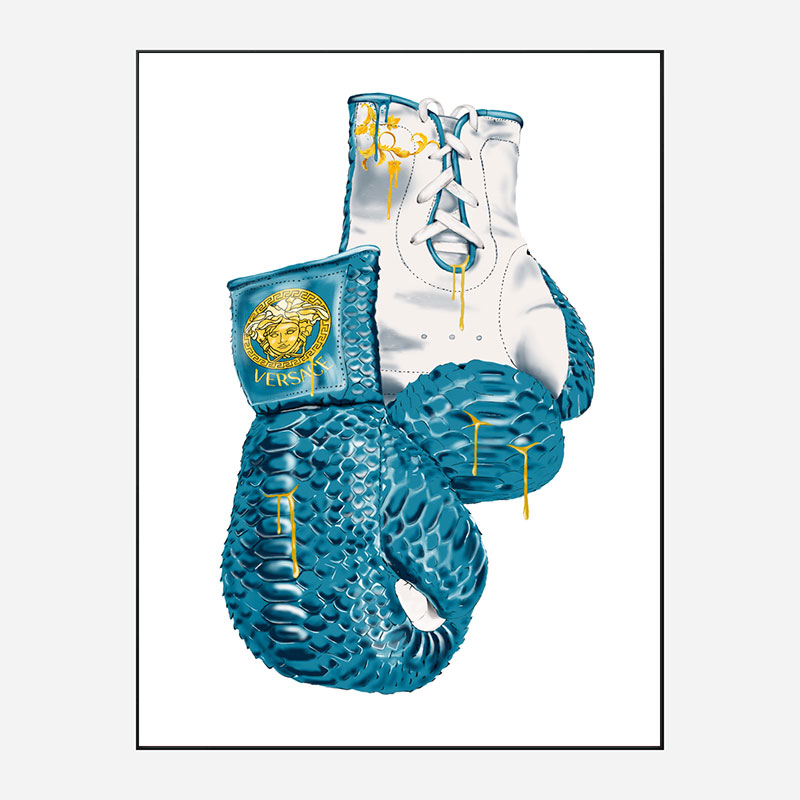 Versace Eros Blue Boxing Gloves Art Print Versace Eros Blue Boxing Gloves Art Print