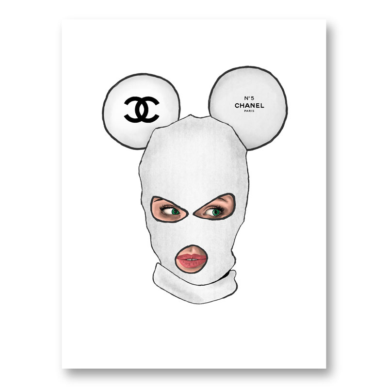 Chanel Micky White Balaclava Art Print Chanel Micky White Balaclava Art Print