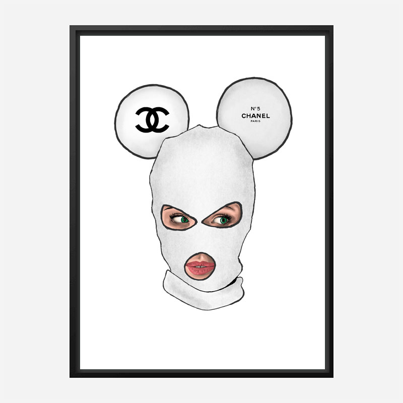 Chanel Micky White Balaclava Art Print Chanel Micky White Balaclava Art Print
