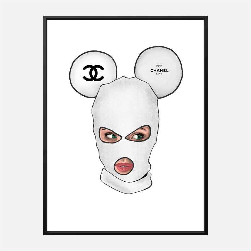 Chanel Micky White Balaclava Art Print Chanel Micky White Balaclava Art Print