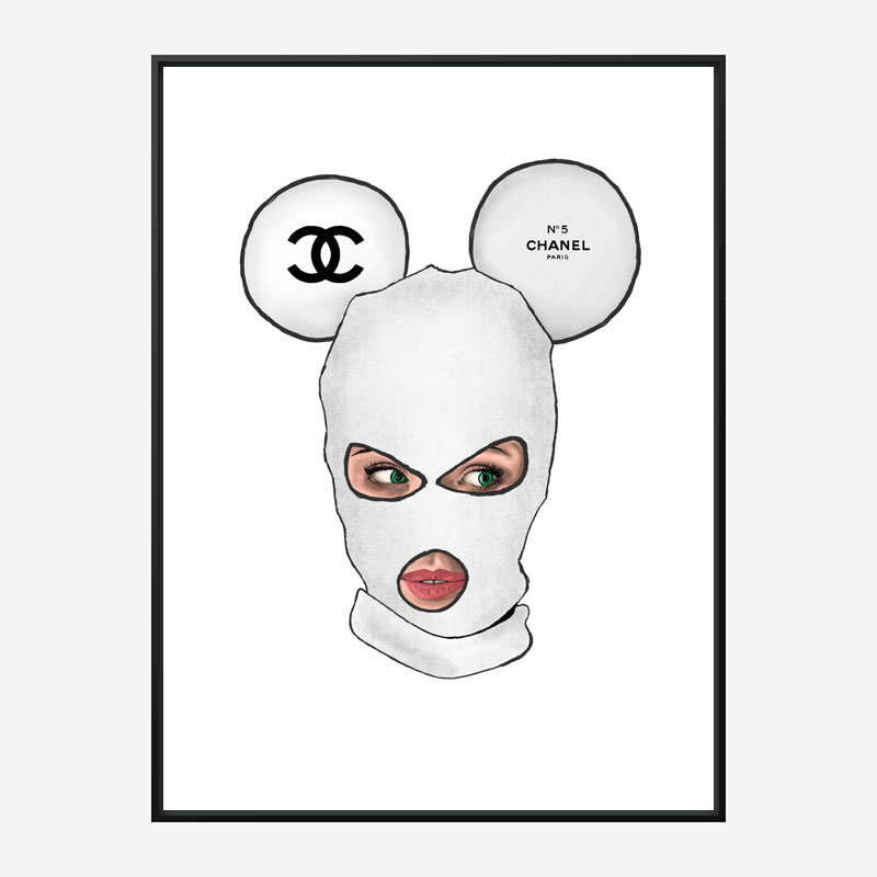 Chanel Micky White Balaclava Art Print Chanel Micky White Balaclava Art Print