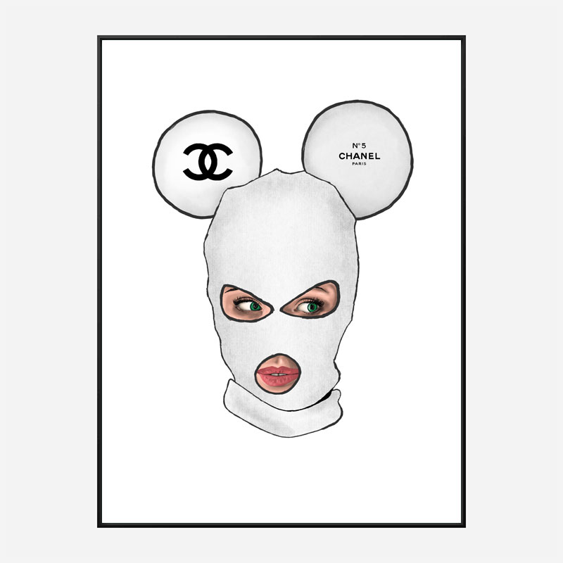 Chanel Micky White Balaclava Art Print Chanel Micky White Balaclava Art Print