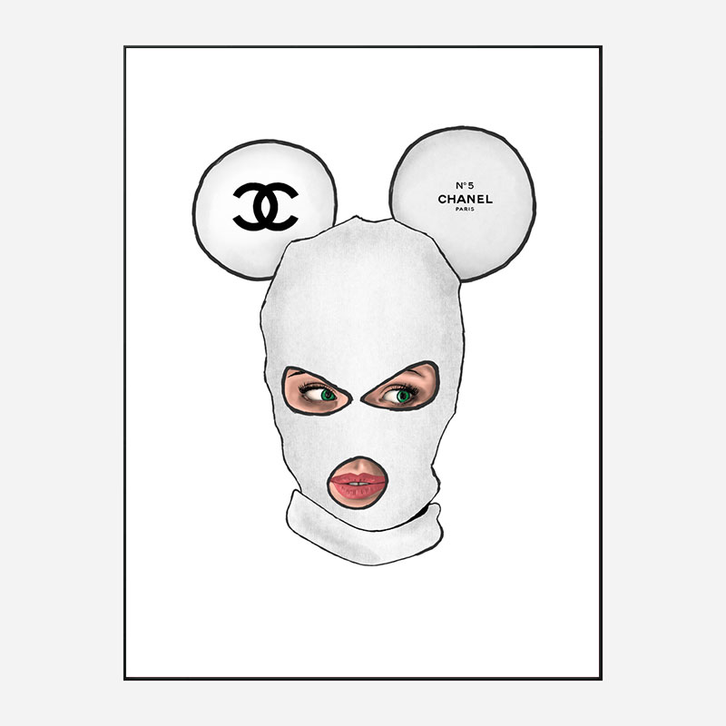 Chanel Micky White Balaclava Art Print Chanel Micky White Balaclava Art Print