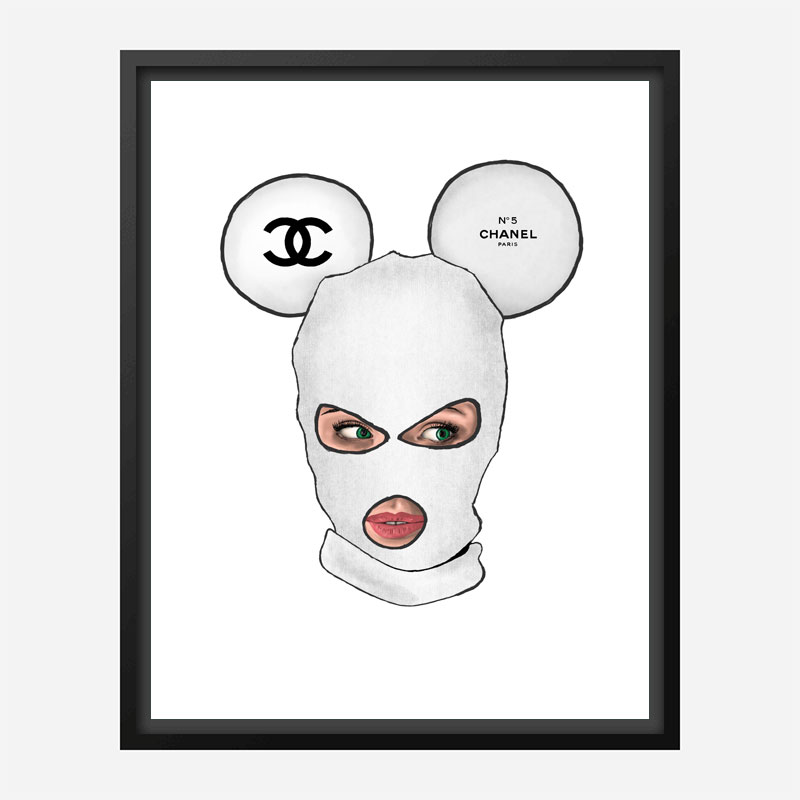 Chanel Micky White Balaclava Art Print Chanel Micky White Balaclava Art Print