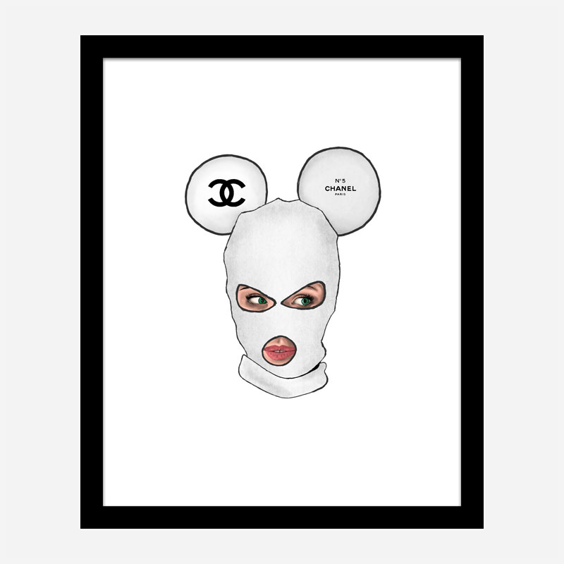Chanel Micky White Balaclava Art Print Chanel Micky White Balaclava Art Print