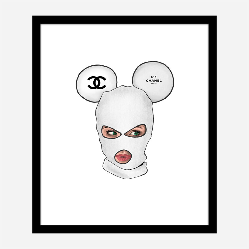 Chanel Micky White Balaclava Art Print Chanel Micky White Balaclava Art Print